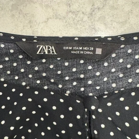 Zara Front Cut Out Polka Dot Front Slit Midi Black and White Dress - medium - Picture 8 of 10